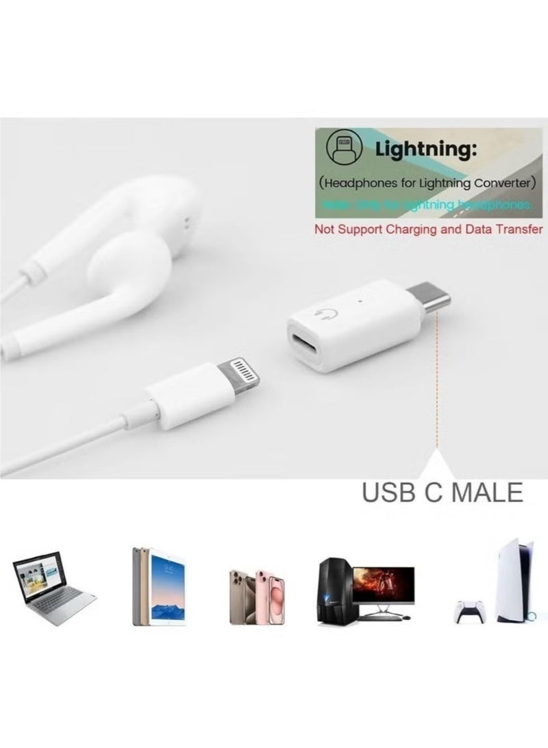 الفضاء الرقمي محول من USB C إلى لايتنينج، 1 قطعة من سبائك الألومنيوم محول صوتي، أداپتر لتوصيل لايتنينج بمنفذ USB C لسلسلة آيفون 15-17، محول لسماعات الرأس أبيض و محول لسماعات الأذن - Image 4
